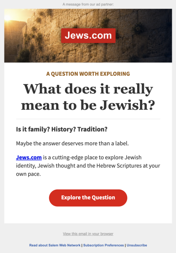 Full Jews.com email creative